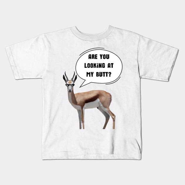 Funny Springbok Kids T-Shirt by mieeewoArt